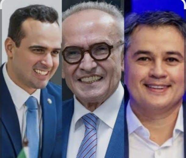 Cícero Lucena, Efraim Filho e Lucas Ribeiro, participantes do debate para governador da Paraíba