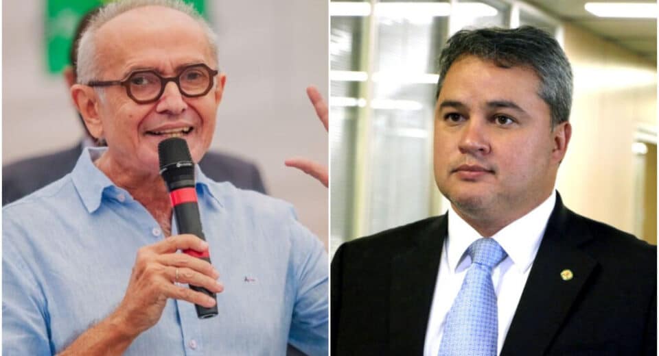 Montagem com candidatos relacionada às propostas tributárias no debate para governador da Paraíba