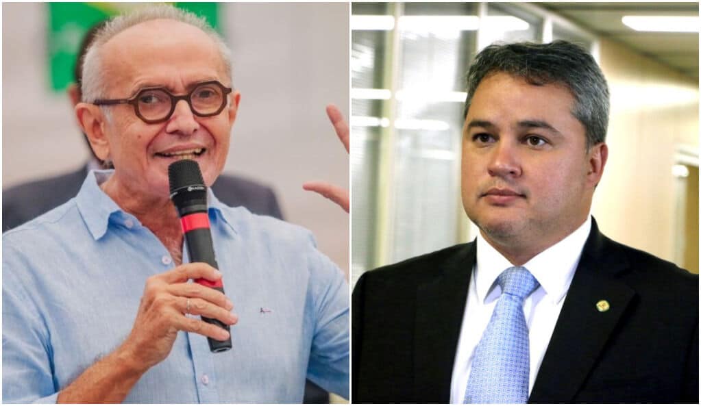 Montagem com candidatos relacionada às propostas tributárias no debate para governador da Paraíba